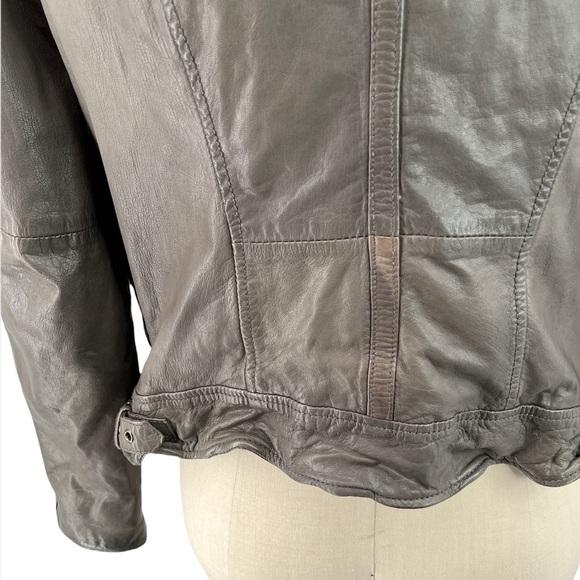 Muubaa Nassau Leather Biker Jacket in Storm Grey Moto Leather Jacket Size US 8 - Picture 7 of 13